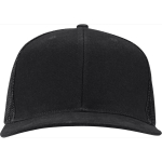 6-panelenpet van katoenen twill met platte klep 260 g/m2 kleur zwart tweede weergave voorkant