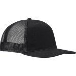 6-panelenpet van katoenen twill met platte klep 260 g/m2 kleur zwart weergave zijkant