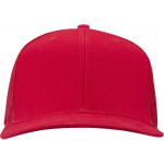 6-panelenpet van katoenen twill met platte klep 260 g/m2 kleur rood tweede weergave voorkant