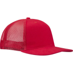 6-panelenpet van katoenen twill met platte klep 260 g/m2 kleur rood weergave zijkant