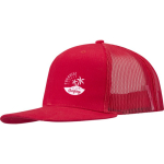 6-panelenpet van katoenen twill met platte klep 260 g/m2 kleur rood weergave zeefdruk