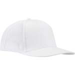 6-panelenpet van katoenen twill met platte klep 260 g/m2 kleur wit weergave zijkant