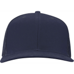 6-panelenpet van katoenen twill met platte klep 260 g/m2 kleur marineblauw tweede weergave voorkant