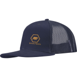 6-panelenpet van katoenen twill met platte klep 260 g/m2 kleur marineblauw weergave zeefdruk