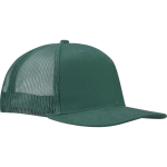 6-panelenpet van katoenen twill met platte klep 260 g/m2 kleur donkergroen weergave zijkant