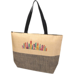 Tas van gevlochten stropapier met rits en bodem, inhoud 21L kleur zwart