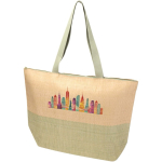 Tas van gevlochten stropapier met rits en bodem, inhoud 21L kleur mahonie