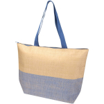 Tas van gevlochten stropapier met rits en bodem, inhoud 21L kleur marineblauw