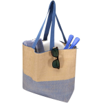 Tas van gevlochten stropapier met rits en bodem, inhoud 21L kleur marineblauw tweede weergave