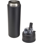Enkelwandige fles met opklapbaar rietje en matte afwerking 800ml kleur zwart tweede weergave
