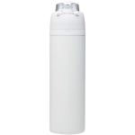 Enkelwandige fles met opklapbaar rietje en matte afwerking 800ml kleur wit tweede weergave achterkant