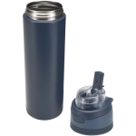 Enkelwandige fles met opklapbaar rietje en matte afwerking 800ml kleur marineblauw tweede weergave