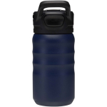 Sportfles 350ml met lekvrije opklapbare rietje kleur marineblauw tweede weergave achterkant