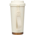 Matte dubbelwandige thermobeker van roestvrij staal 480ml kleur beige tweede weergave achterkant