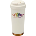 Matte dubbelwandige thermobeker van roestvrij staal 480ml kleur beige