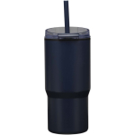 Dubbelwandige thermobeker met lekvrije deksel 540ml kleur marineblauw tweede weergave achterkant