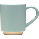 Stapelbare keramische mok met moderne ongeglazuurde voet 180 ml kleur pastel blauw tweede weergave met zijkant