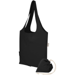 Opvouwbare tote bag met trekkoord van gerecycled katoen 140 g/m2 kleur zwart