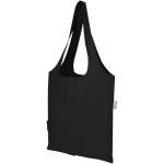 Opvouwbare tote bag met trekkoord van gerecycled katoen 140 g/m2 kleur zwart tweede weergave