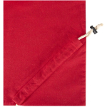 Opvouwbare tote bag met trekkoord van gerecycled katoen 140 g/m2 kleur rood weergave detail 1