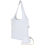 Opvouwbare tote bag met trekkoord van gerecycled katoen 140 g/m2 kleur wit