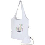 Opvouwbare tote bag met trekkoord van gerecycled katoen 140 g/m2 kleur wit