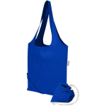 Opvouwbare tote bag met trekkoord van gerecycled katoen 140 g/m2 kleur koningsblauw