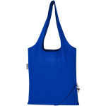 Opvouwbare tote bag met trekkoord van gerecycled katoen 140 g/m2 kleur koningsblauw tweede weergave achterkant