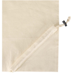 Opvouwbare tote bag met trekkoord van gerecycled katoen 140 g/m2 kleur naturel weergave detail 1