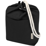 Tas van gerecycled katoencanvas met koordhandvatten 270 g/m² kleur zwart