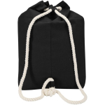 Tas van gerecycled katoencanvas met koordhandvatten 270 g/m² kleur zwart tweede weergave achterkant