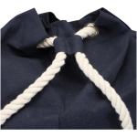 Tas van gerecycled katoencanvas met koordhandvatten 270 g/m² kleur marineblauw weergave detail 1