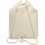 Tas van gerecycled katoencanvas met koordhandvatten 270 g/m² kleur naturel tweede weergave achterkant