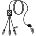 3-in-1-oplaadkabel met verlichte SCX.design-logo's kleur zwart