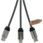 3-in-1-oplaadkabel met verlichte SCX.design-logo's kleur zwart