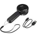 Oplaadbare draagbare ventilator met 3 snelheden en USB-C kleur zwart tweede weergave