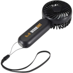 Oplaadbare draagbare ventilator met 3 snelheden en USB-C kleur zwart weergave tampondruk