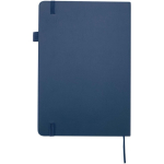 A5-notitieboek met harde kaft van synthetisch leer en gelinieerde pagina’s JournalBooks kleur marineblauw tweede weergave achterkant