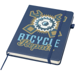 A5-notitieboek met harde kaft van synthetisch leer en gelinieerde pagina’s JournalBooks kleur marineblauw