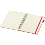 A5-notitieboek met harde kaft van synthetisch leer, spiraalbinding en gelinieerde pagina's JournalBooks kleur rood tweede weergave