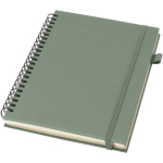 A5-notitieboek met harde kaft van synthetisch leer, spiraalbinding en gelinieerde pagina's JournalBooks kleur gemarmerd groen