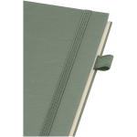 A5-notitieboek met harde kaft van synthetisch leer, spiraalbinding en gelinieerde pagina's JournalBooks kleur gemarmerd groen weergave detail 1