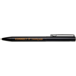 Pen van gerecycled aluminium met draaimechanisme en blauwe inkt kleur zwart weergave tampondruk