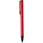 Pen van gerecycled aluminium met draaimechanisme en blauwe inkt kleur rood weergave zijkant