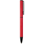 Pen van gerecycled aluminium met draaimechanisme en blauwe inkt kleur rood tweede weergave met zijkant