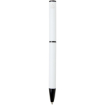 Pen van gerecycled aluminium met draaimechanisme en blauwe inkt kleur wit tweede weergave achterkant