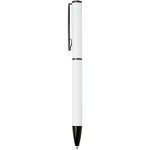 Pen van gerecycled aluminium met draaimechanisme en blauwe inkt kleur wit weergave zijkant