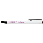 Pen van gerecycled aluminium met draaimechanisme en blauwe inkt kleur wit weergave tampondruk