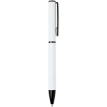 Pen van gerecycled aluminium met draaimechanisme en blauwe inkt kleur wit tweede weergave met zijkant