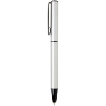 Pen van gerecycled aluminium met draaimechanisme en blauwe inkt kleur zilver weergave zijkant